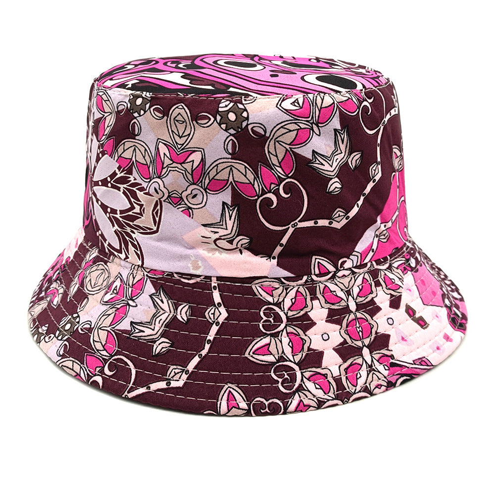 Geometric Bucket Hat Color Matching Printing Double-sided Wear Bucket Hat