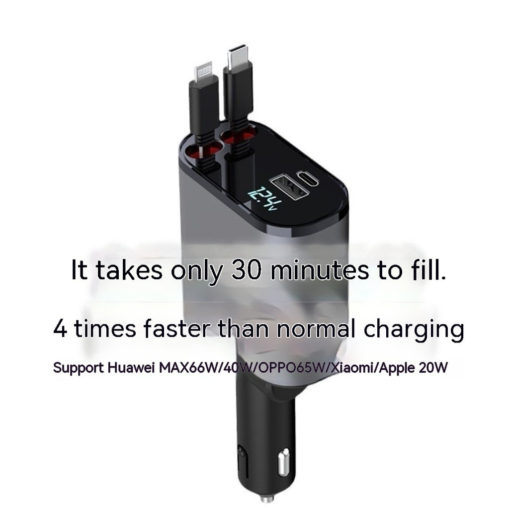 Universal Fast Charging Car Charger - Retractable & Convertible