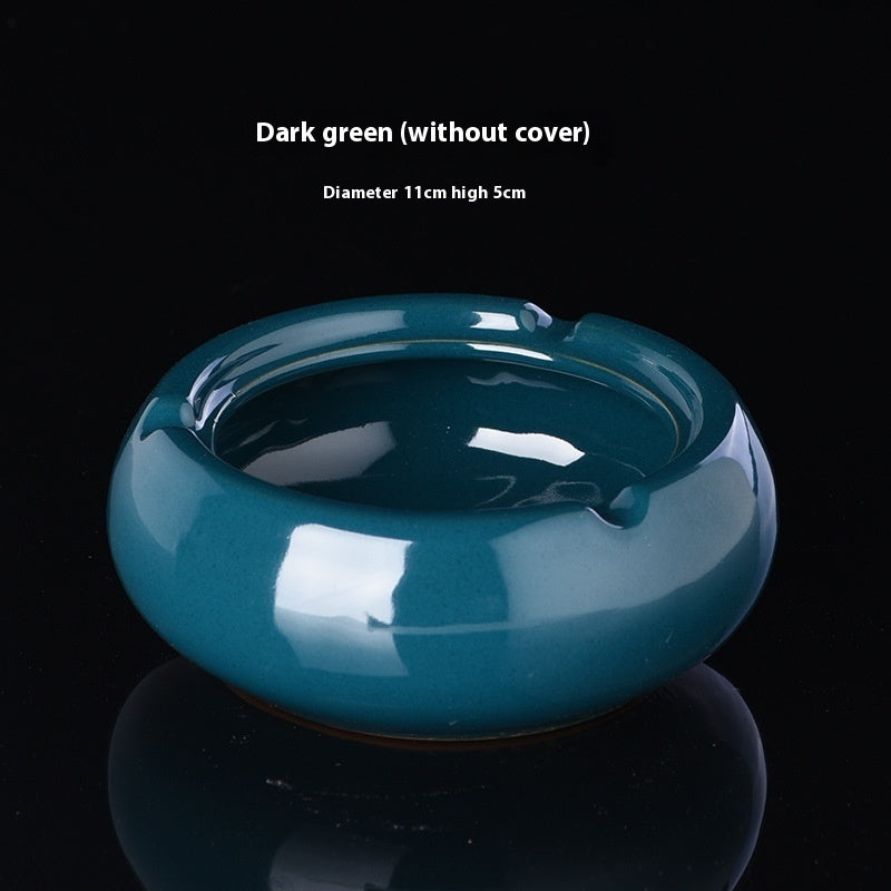 Ge Kiln Ceramics Ashtray Simple Windproof Anti-fly With Cover