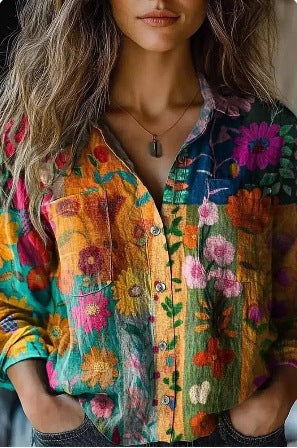 D Printed Exquisite Linen Women's Top