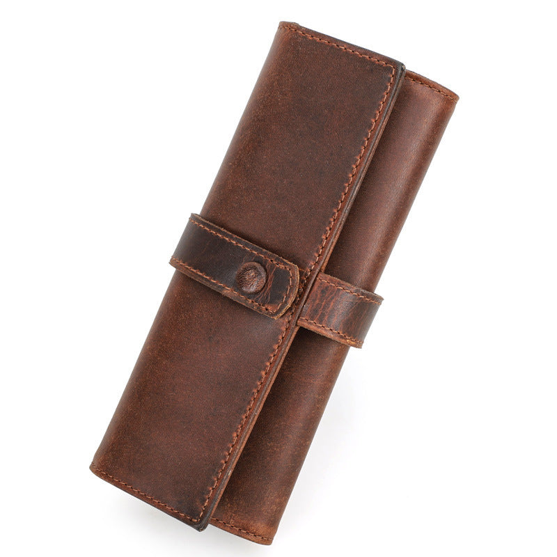 Fashion Retro Crazy Horse Leather Buckle Casual Watch Buggy Bag