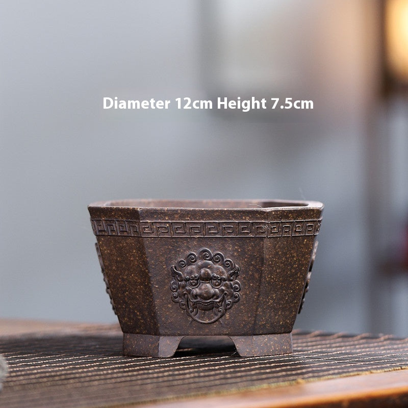 Yixing Purple Sand Small Flower Pot Stoneware Breathable