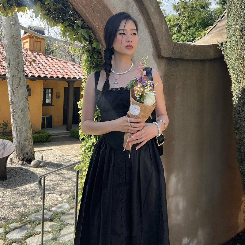 High Waist Temperament Floral Dress Female Button