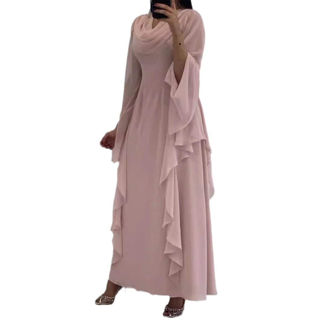 Women's Cascading Collar Wooden Ear Fairy Lady Gentle Long Temperament Dress