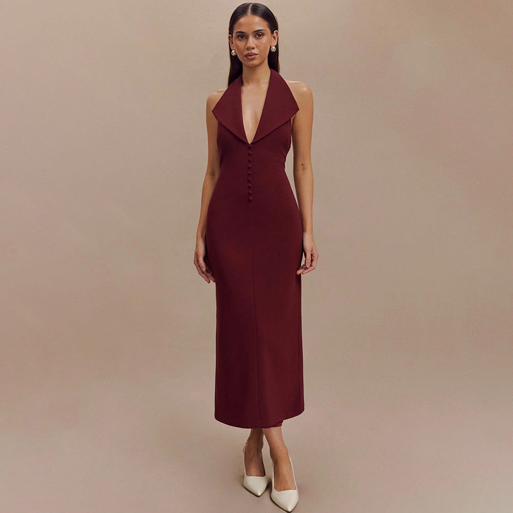 Women's Fashion Halter Tight One Step Dress