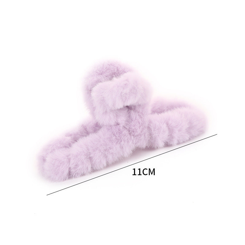 Korean Style Solid Color Plush Shark Clip Headdress