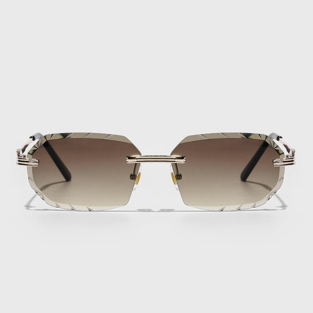 Metal Frameless Diamond Cut Sunglasses