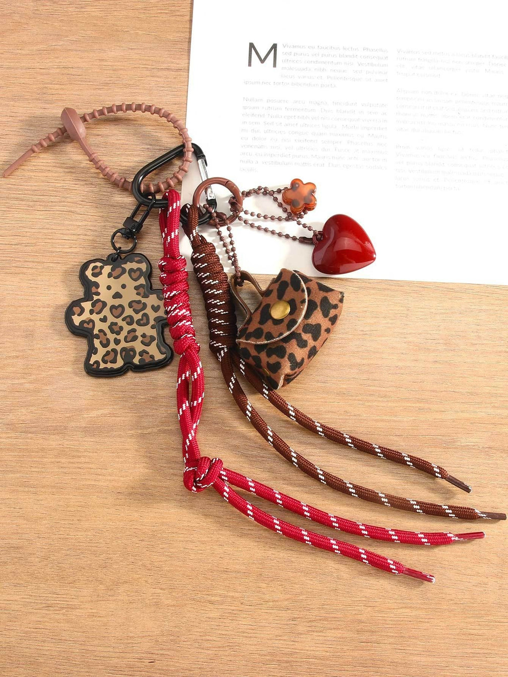 Leather Leopard Print Pouch Keychain Pendant