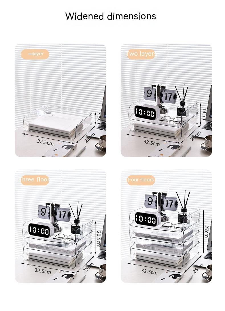 Student Desktop Stackable File Magazine Storage Box Office Transparent Material Organizing Stationery Book Shelf