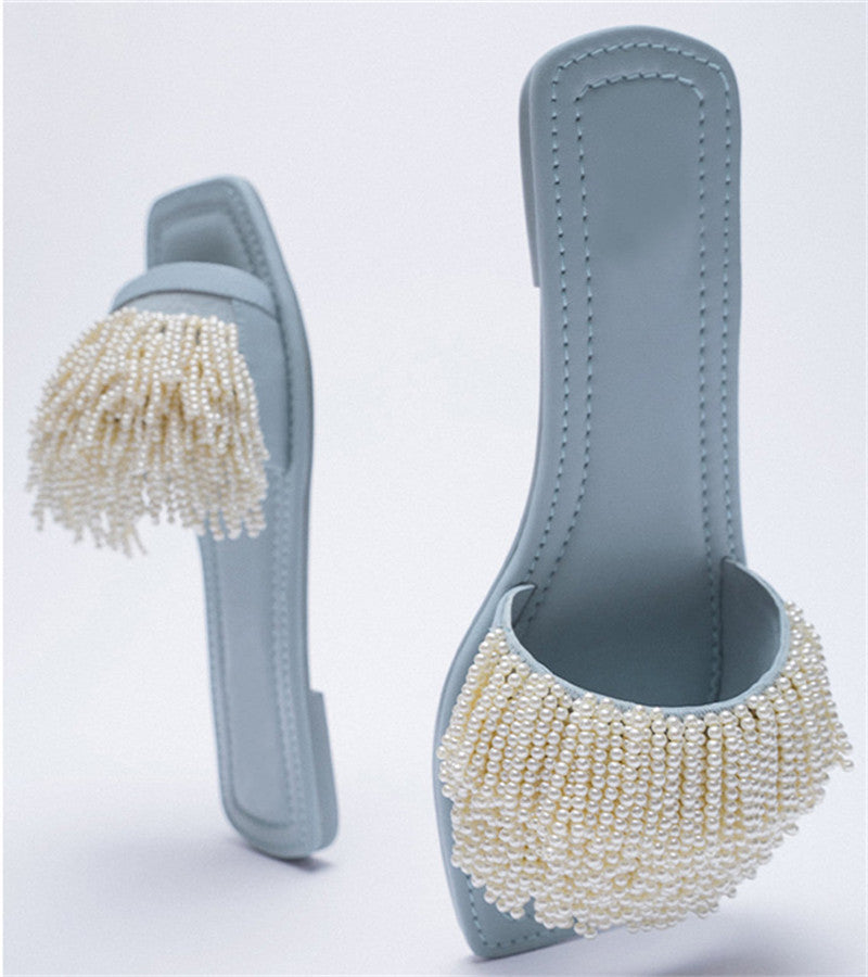 Women's New Resort Pearl Flat Roman Sandals