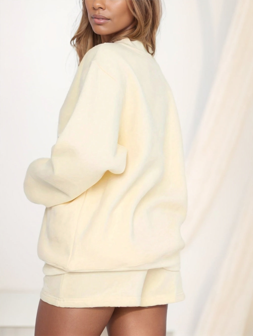 Ladies' Plain And Simple Daily Wear Long Sleeve Shorts 2pcs Set