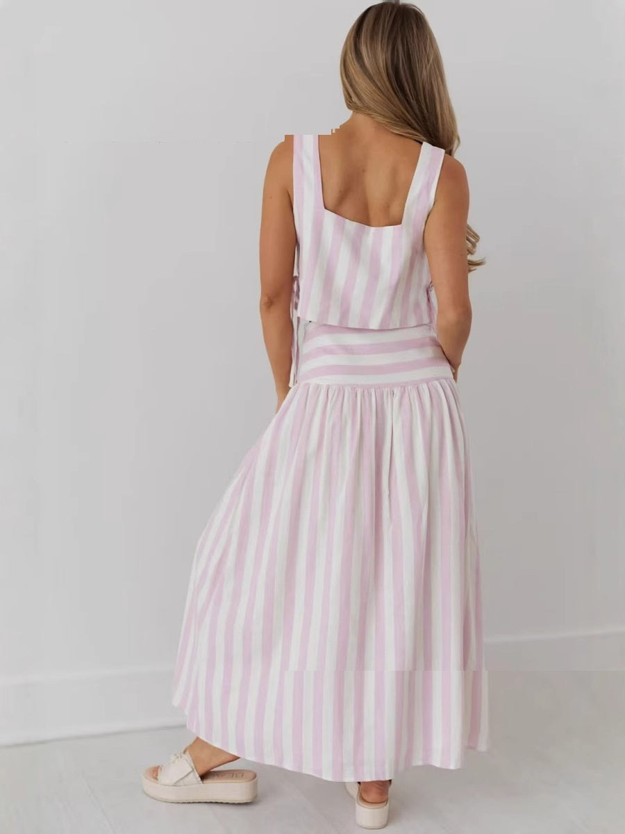 Women's Vacation Style Swing Skirt Mid-length Umbrella Skirt Suit