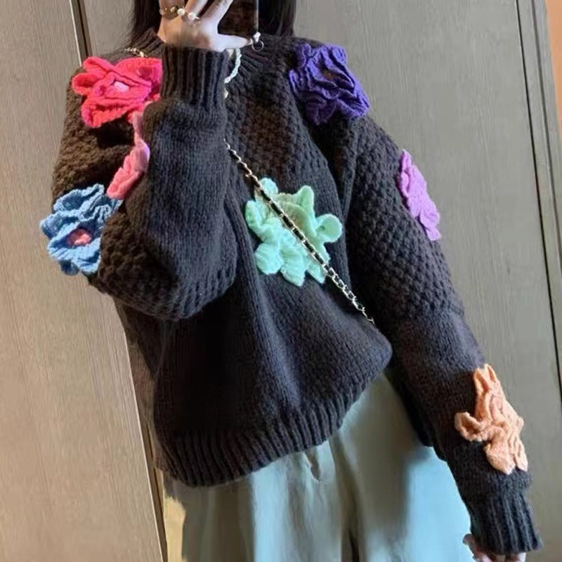 Loose-fitting Long Sleeve Sweater Design Sense Idle Style Soft Glutinous Top