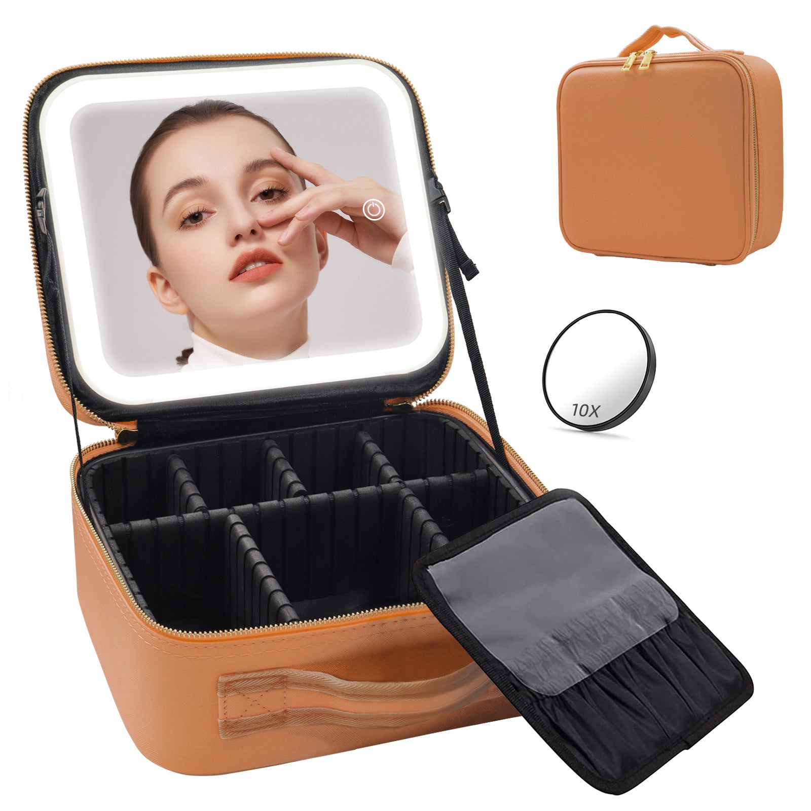 Large Capacity Cosmetic Case With LED Mirror High Sense Multifunctional Storage For Makeup Artist Cosmetic Bag