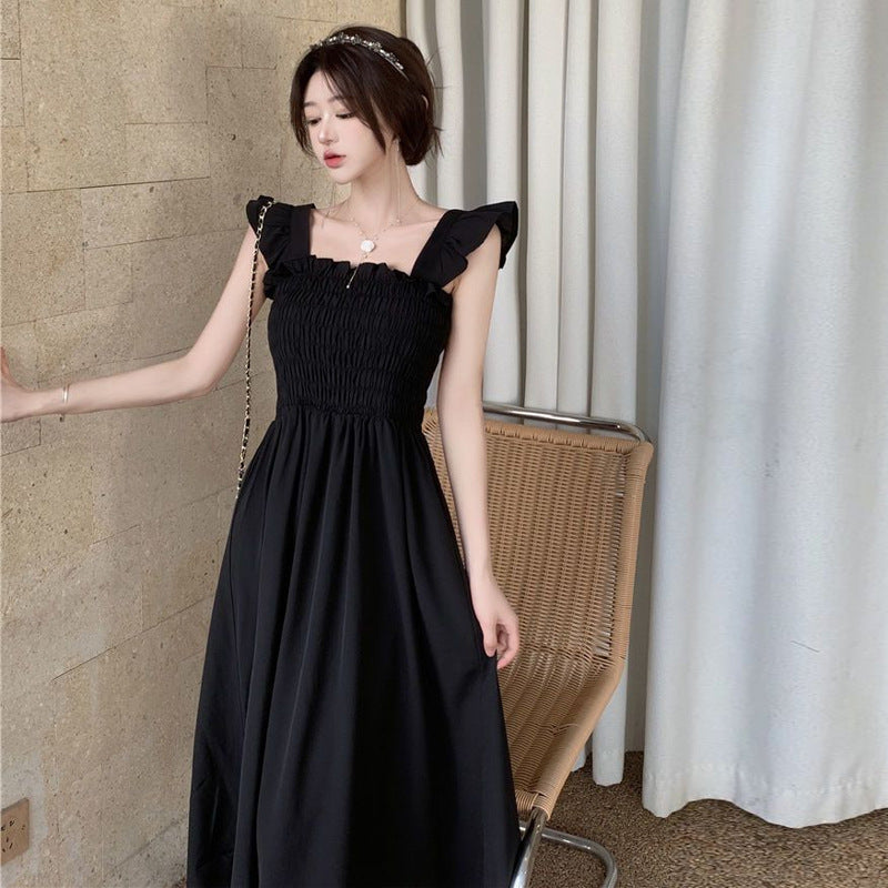 French Retro Women's Square Collar Dress