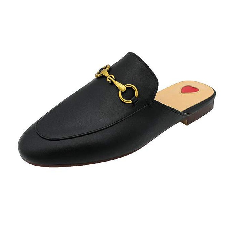 Horsebit Baotou Half Slippers Women's Outer Wear Leather Sandals