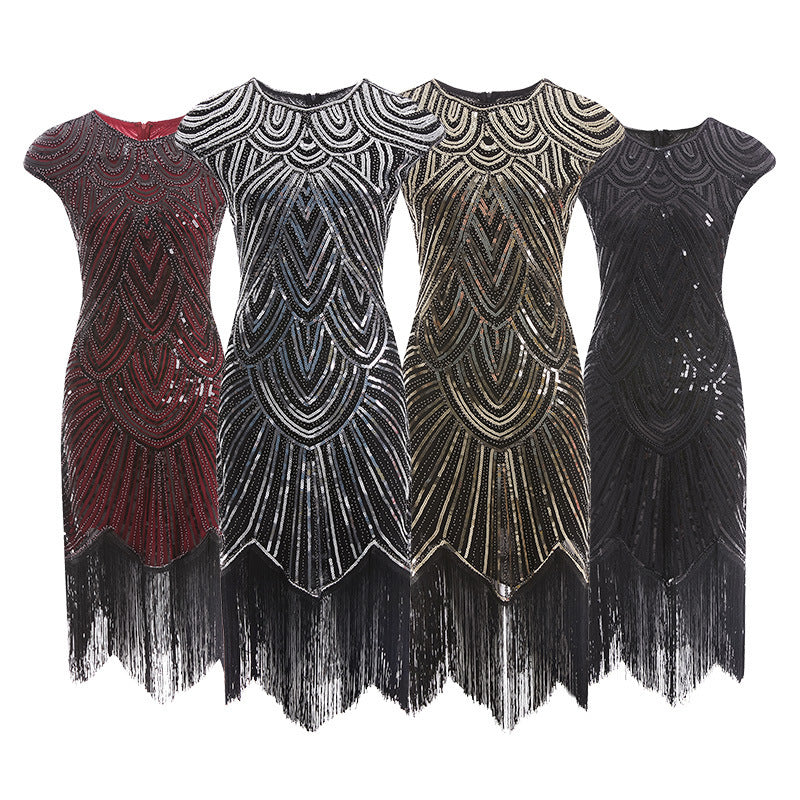 New Women's Vintage Sequin Fringe Dress Beading