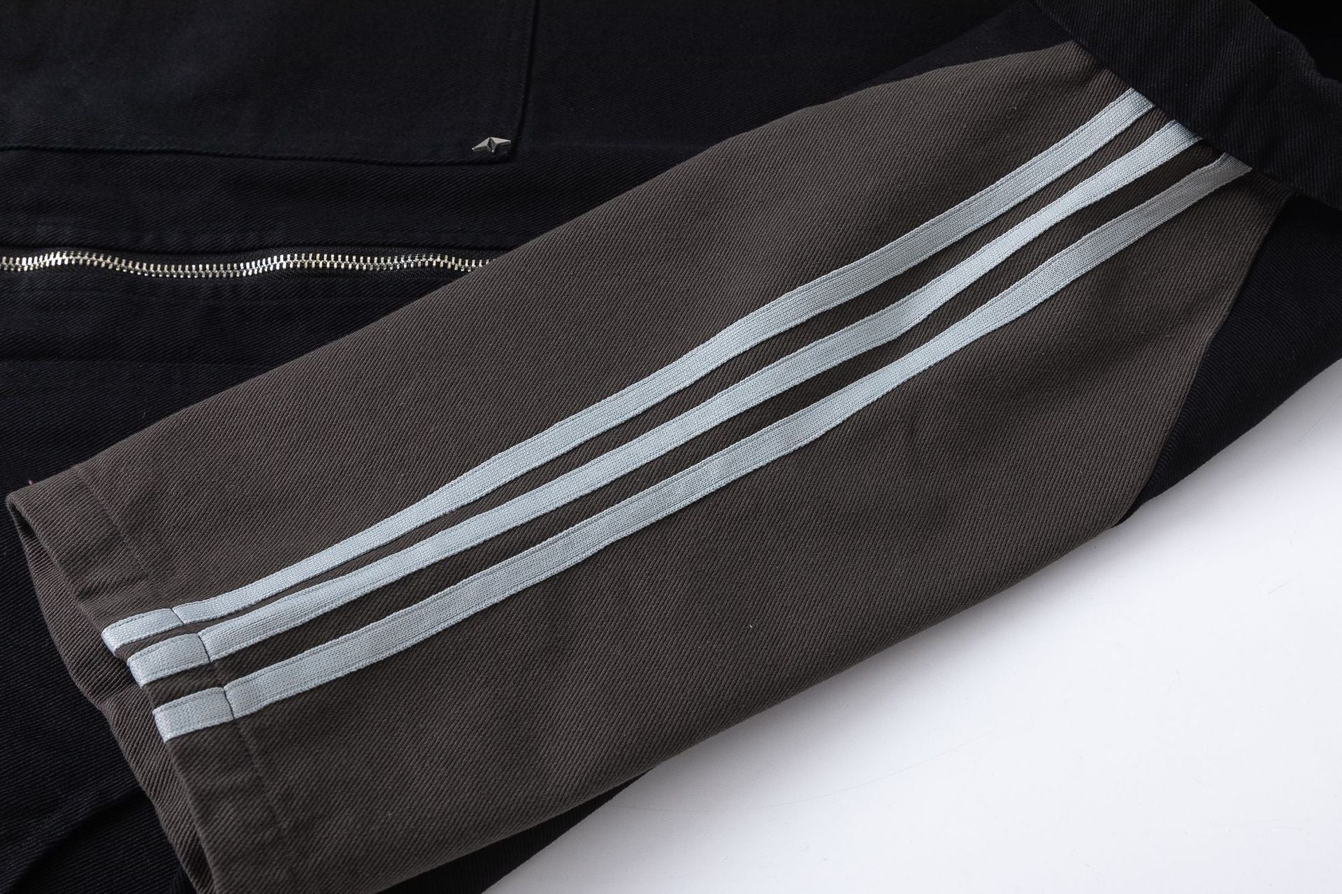 American Retro Embroidery Bars Stitching Raglan Short Sleeve Jacket Men