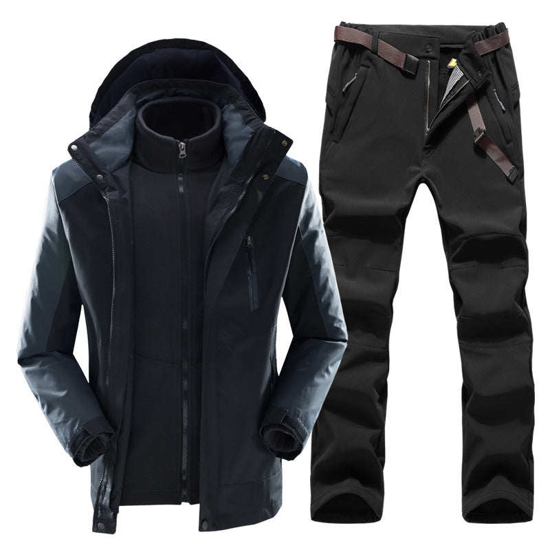 Outdoor Padded Warm Hiking Pants Punching Jacket 3-in-1 Set