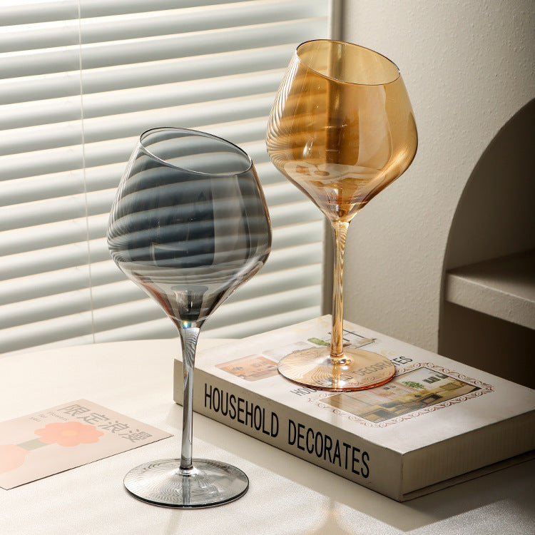 Beveled Big Belly Goblet Crystal Red Wine Electroplated Color Wine Champagne Glass