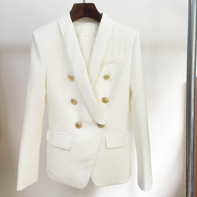 Ladies Jacket Lion Head Metal Buckle Double-breasted