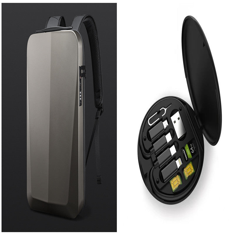 New Male Business Plastic Hard Shell Computer Backpack Waterproof