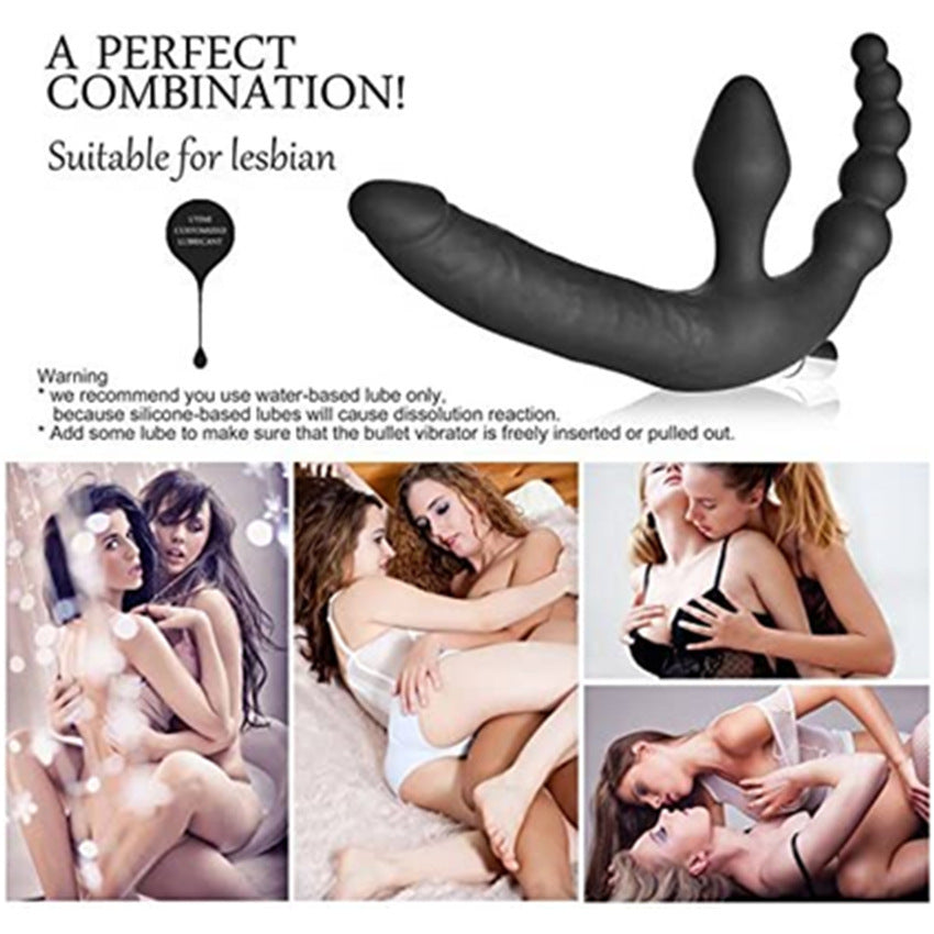 Three-point Resonance Back Court Double-headed Butt Plug Prostate Massage Massager