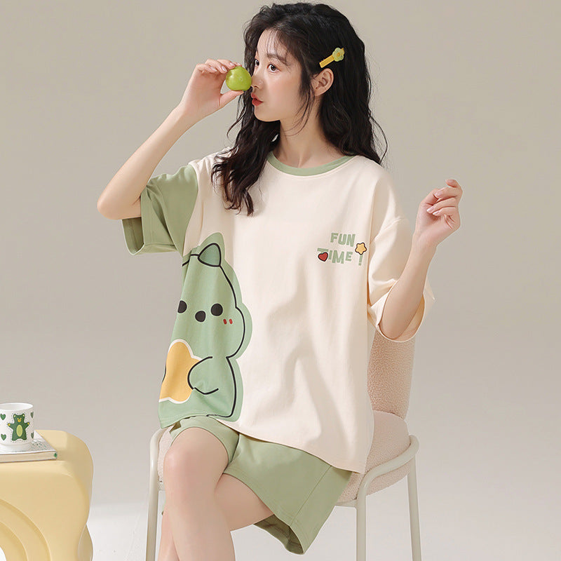 Pajamas Summer Women's Suit Pure Cotton High-grade Short-sleeved Shorts