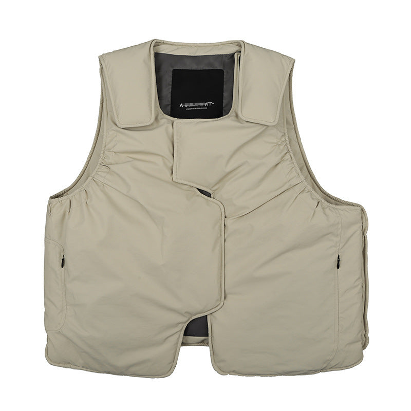 Men's New Solid Color Cotton-filled Loose Cotton Vest For Men