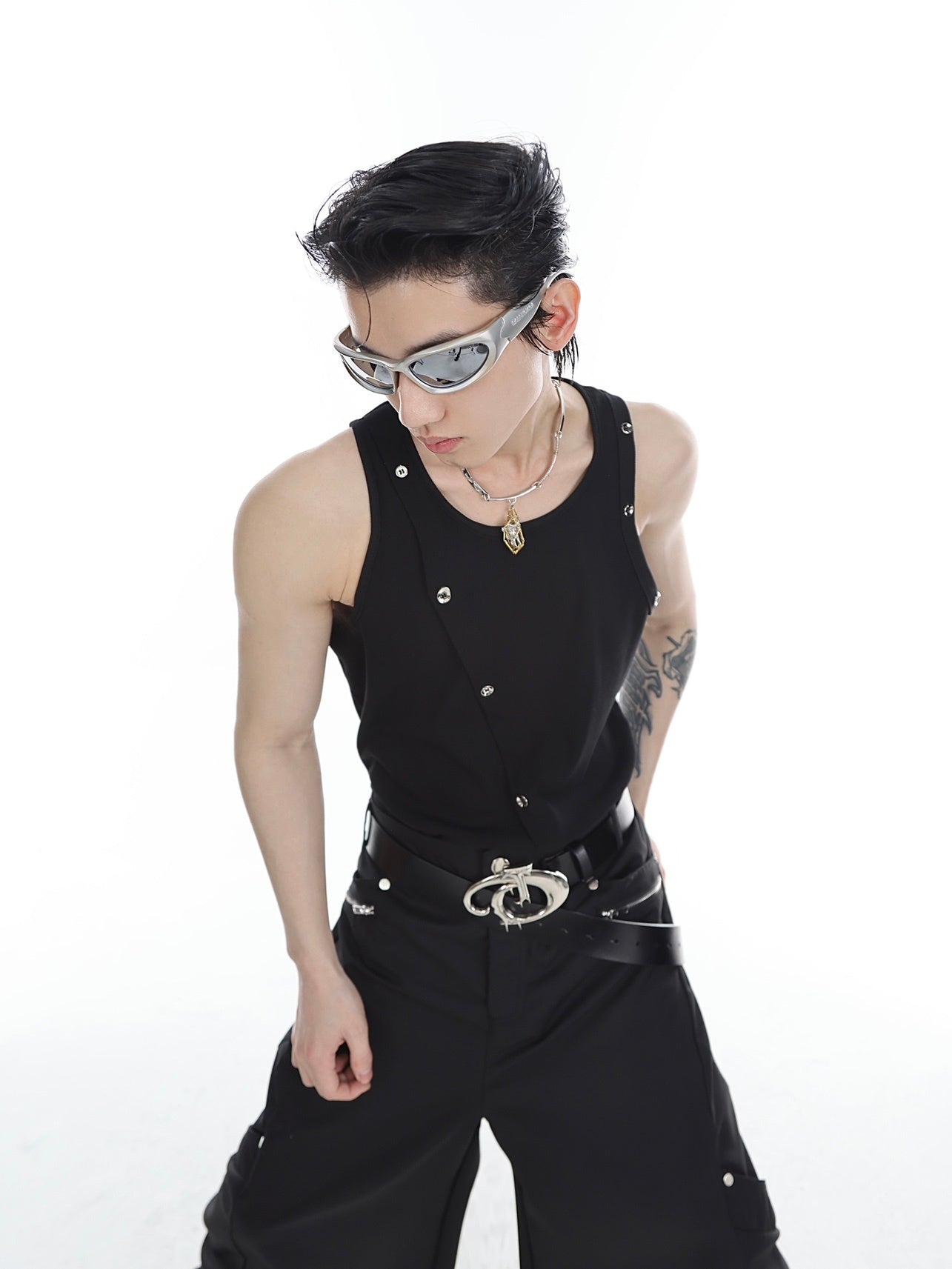 Snake Pattern Pit Stripe Knitted Vest