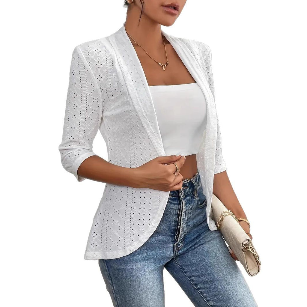 Women's Casual Half Sleeve Solid Color Thin Shawl Coat