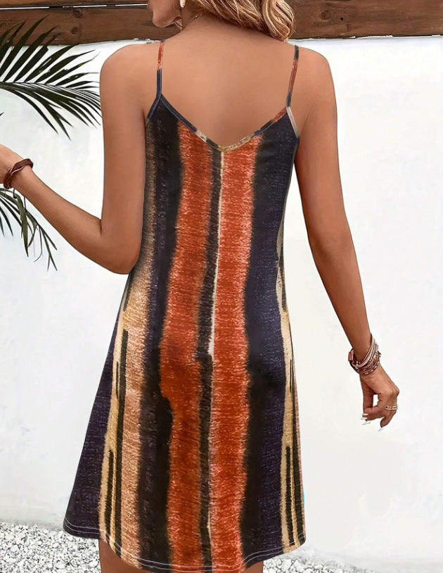 European And American Blue Printing Strapless Sexy Dress