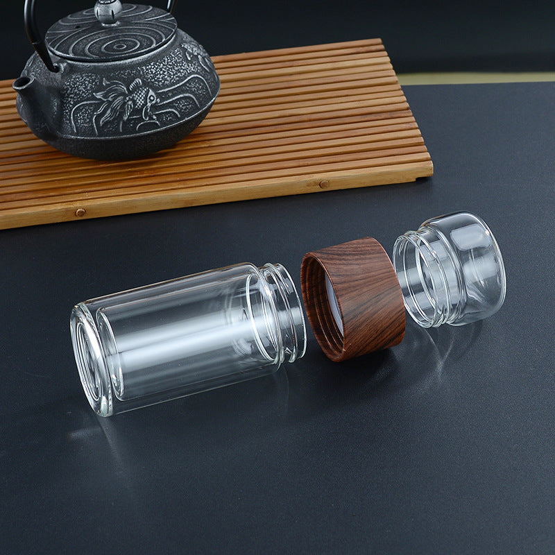 Tea And Water Separation Double Layer Glass Cup