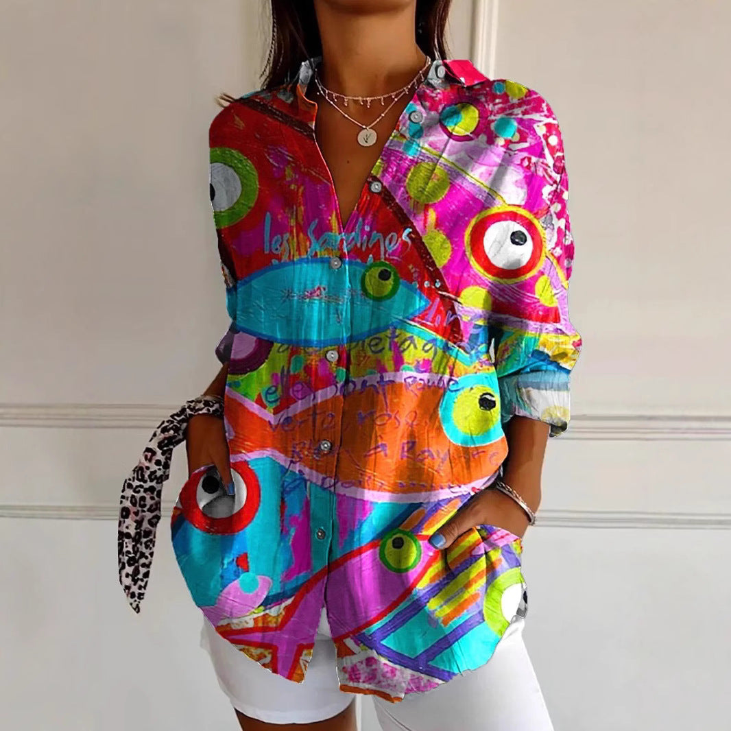 3D Digital Printing Long Sleeve Shirt Top