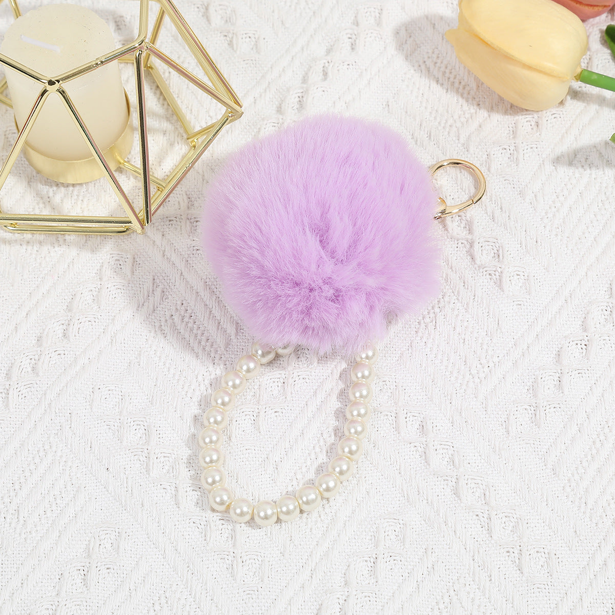 Cute Pearl Fuzzy Ball Pendant Bag Decorative Keychain