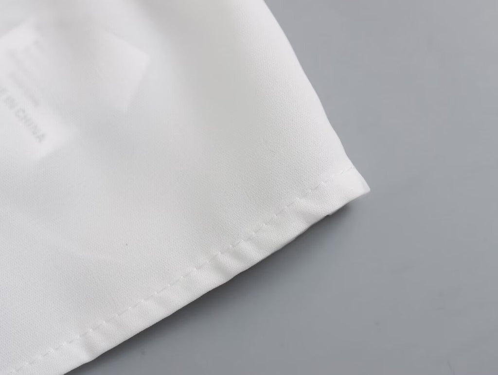 Women's Spring Fashion Simple Lace Stitching White Dress