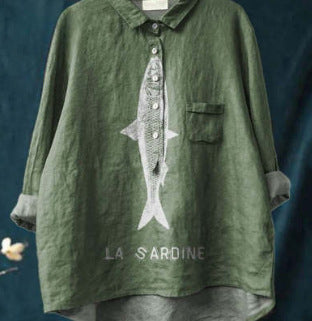 Loose Print Crew Neck Casual Plus Size Women's T-shirt