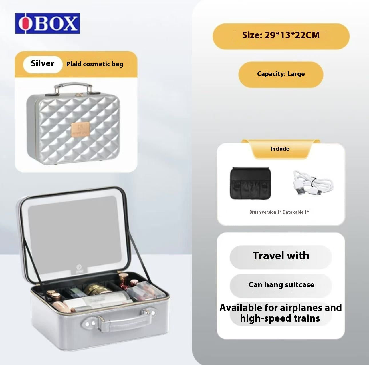 Large Capacity High-end Three Color Illuminated Makeup Box