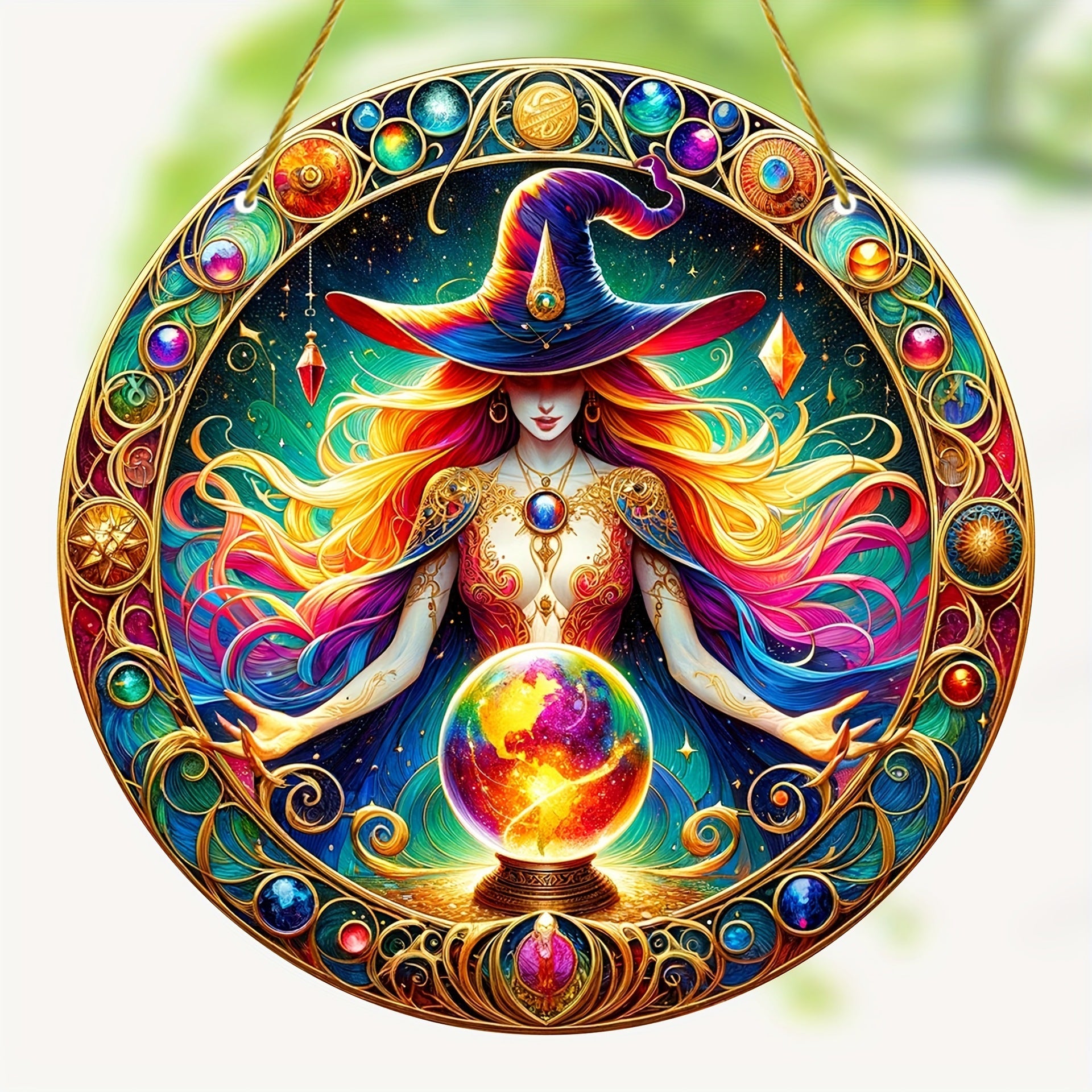 Acrylic Halloween Witch Pendant Color Disc Wall Decorations