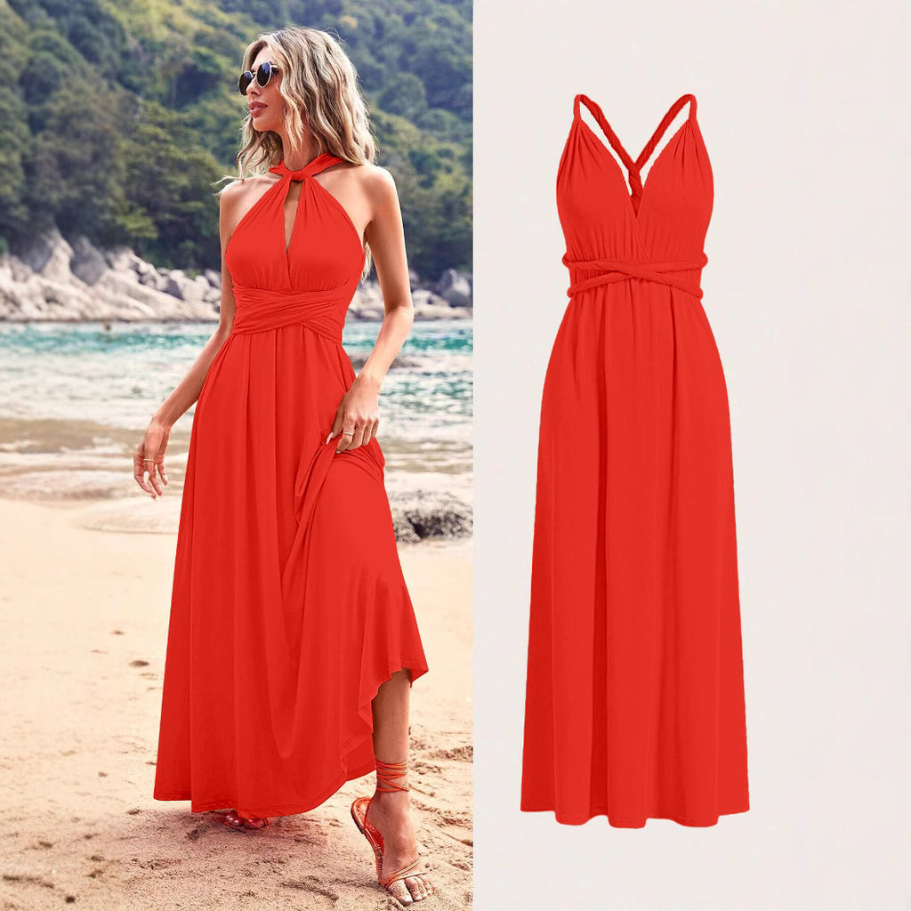 Multiple Wear Multi-rope Cross Strap Backless Sexy Dress