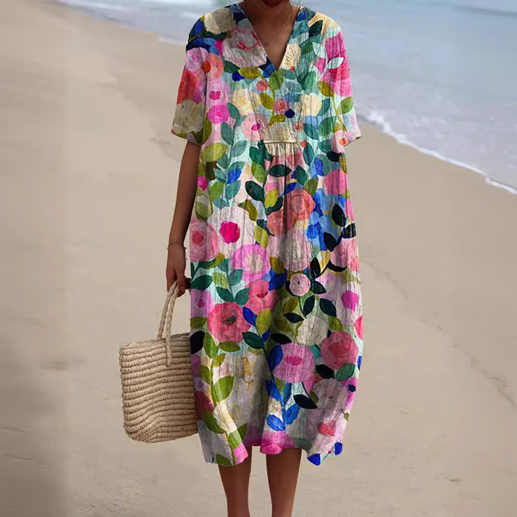 Casual Floral 3D Printing Women Dress