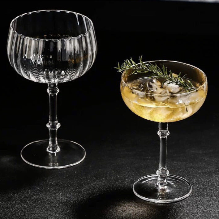 Cocktail Glass Special Drink Cup Wide Mouth Dessert High Tube Cup Wave Pattern