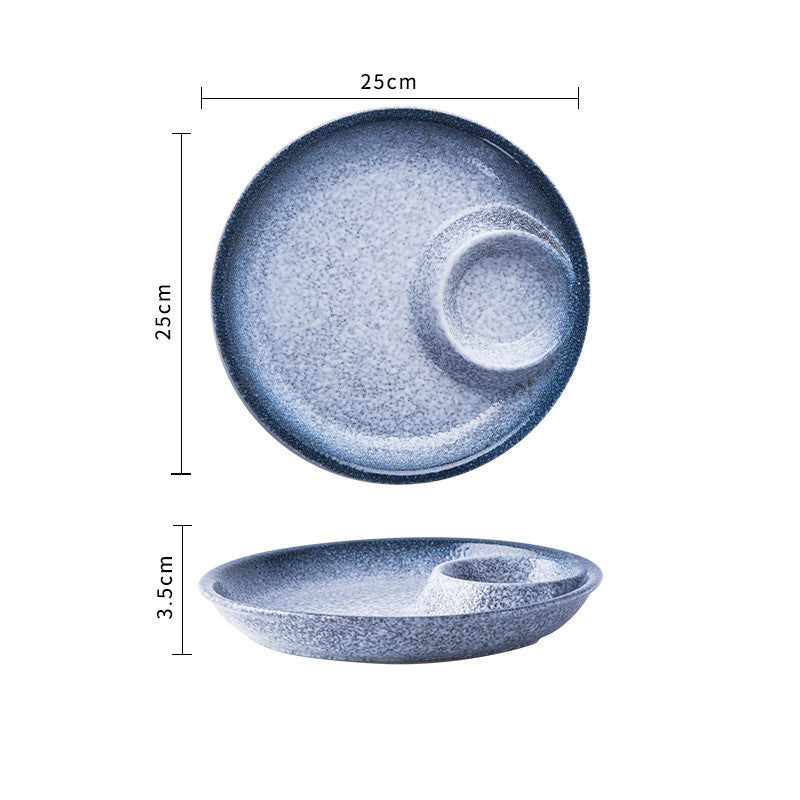 Creative Ceramic Japanese Dumpling Plate With Vinegar Dish