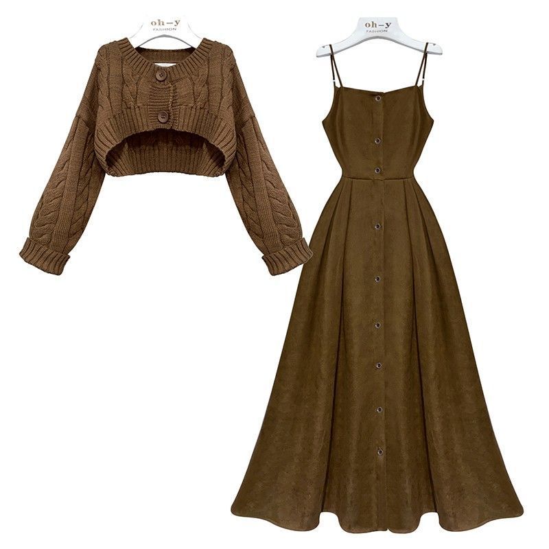 Waist-controlled Sling Dress Fashion Temperament Youthful-looking Two-piece Set