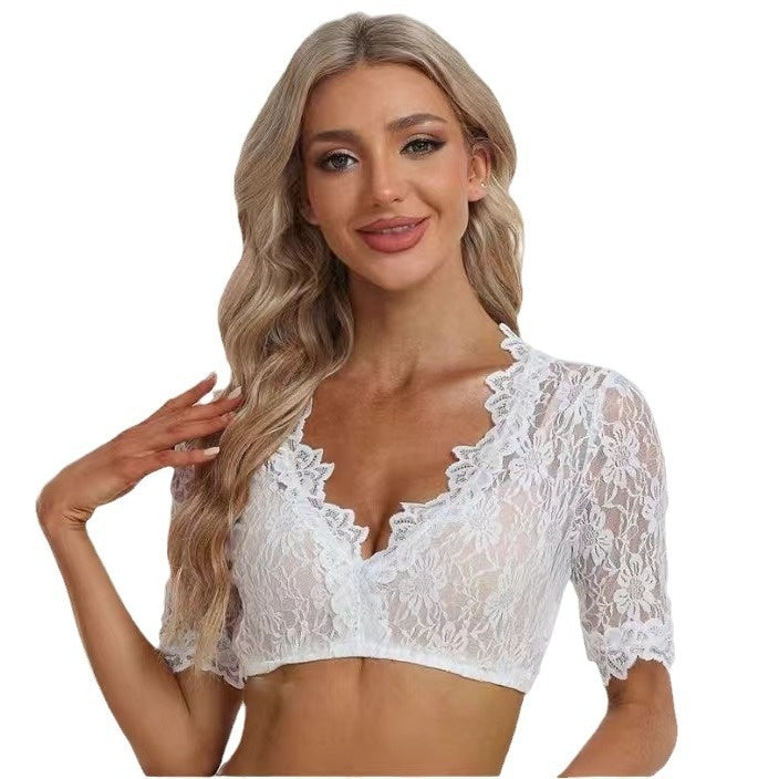 Underwear plus size women's lace mesh vest