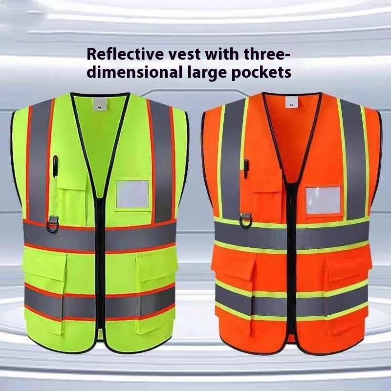 Reflective Vest Multi-pocket Building Construction Traffic Fluorescent Vest