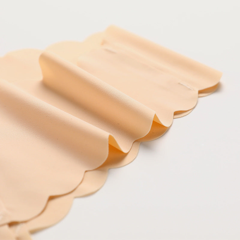 Wavy Lace V-shaped Waist Seamless Ice Silk Girl's Underwear One-piece Large Size Pure Cotton Crotch Women's Briefs