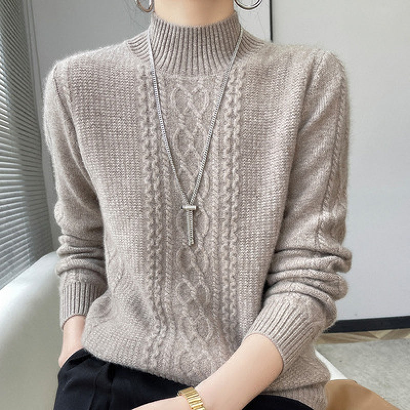 Women's Half Turtleneck Sweater Autumn And Winter New Soft Glutinous Loose Sweater