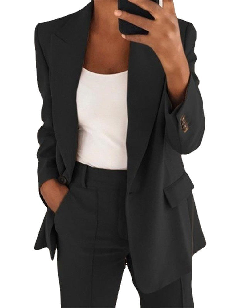 Lapel Slim-fit Cardigan Graceful Suit Jacket