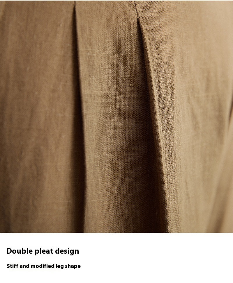 Retro Linen High Waist Straight Pants Men's Casual Pants